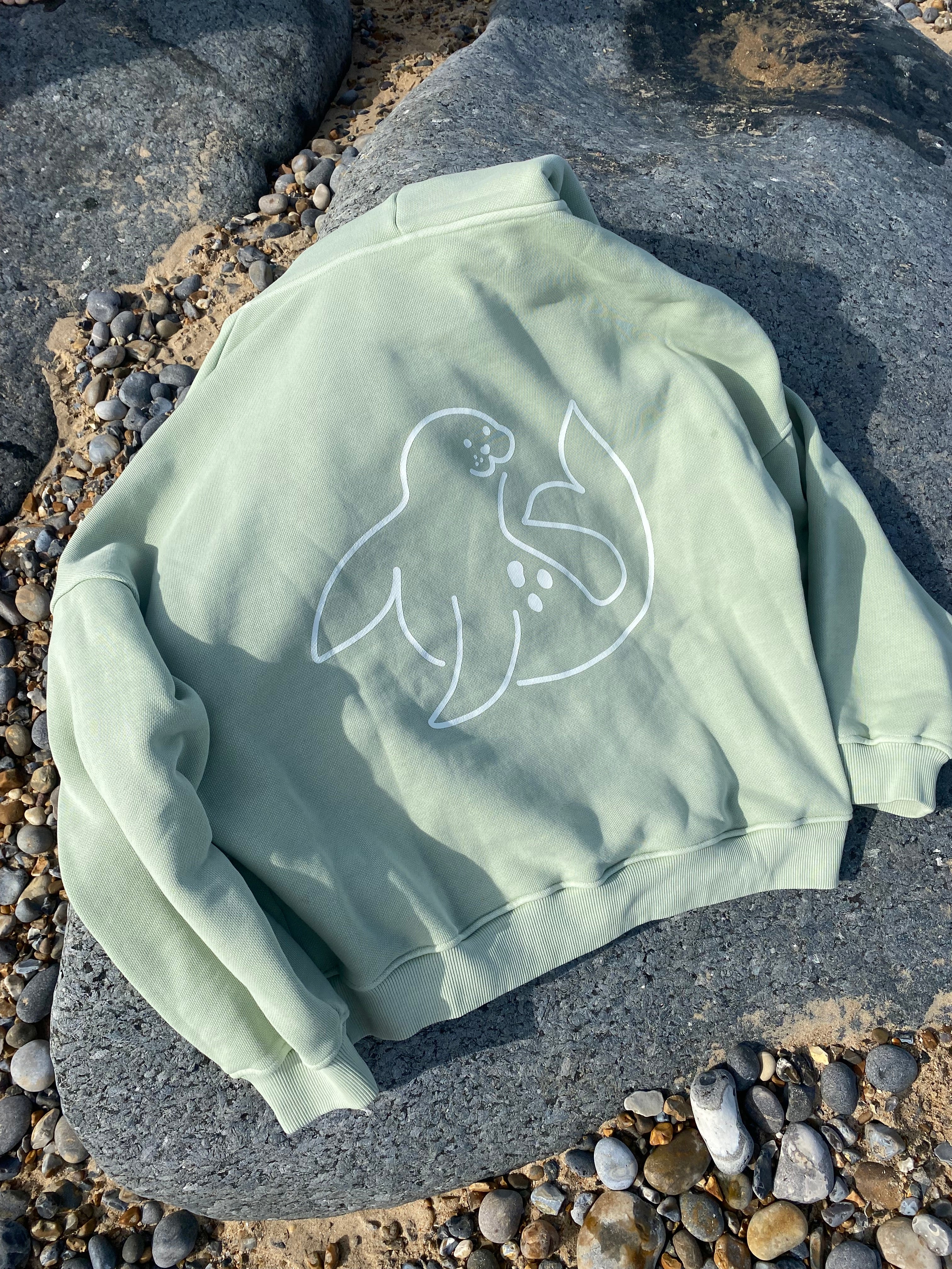 Seal image on back of spotted seal signature hoodie